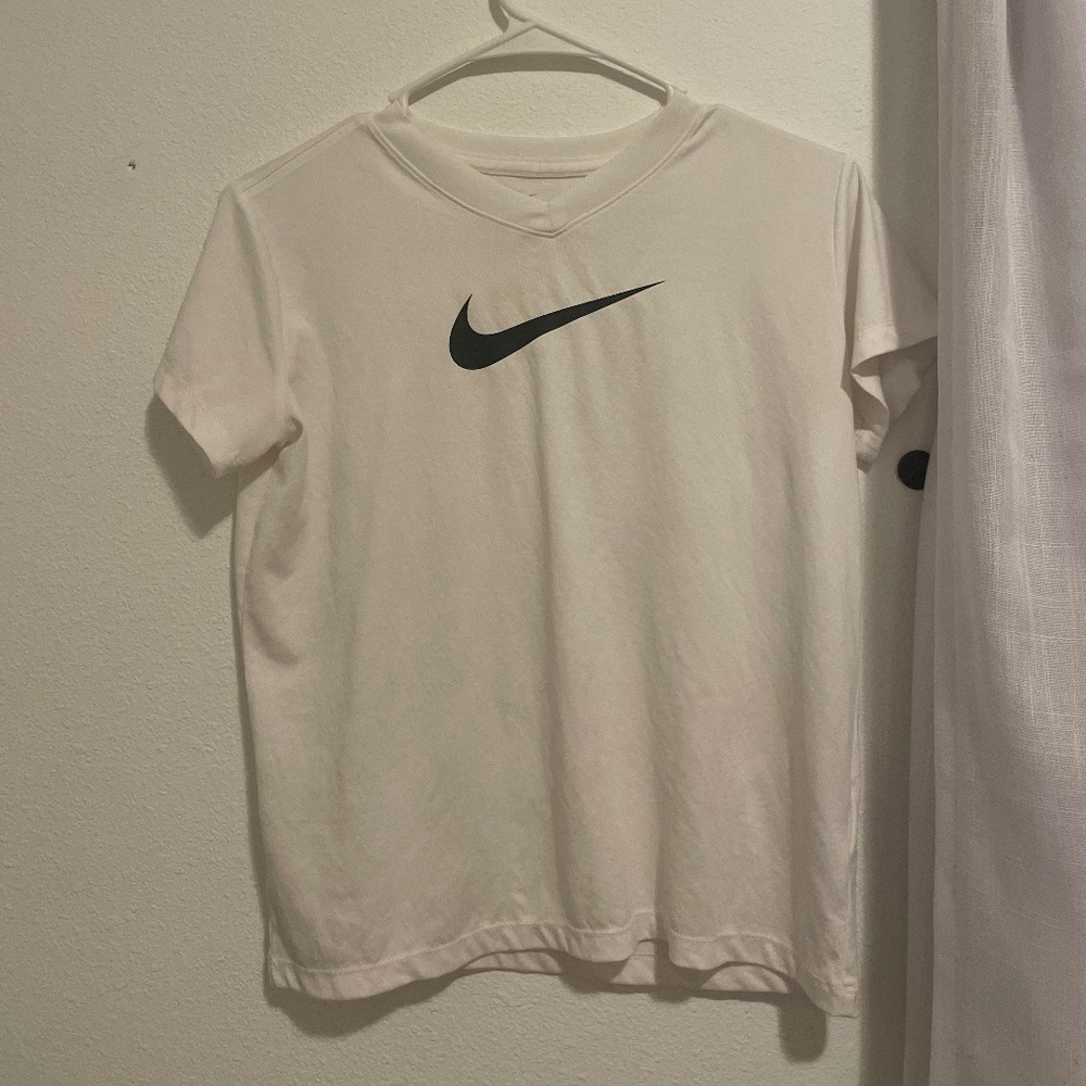 Girls size large white v-neck Nike tee